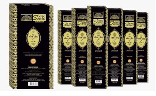Parimal Pure Black Oud Agarbatti/Incense Stick (60–66) (120g) | 45–60 Min Burn | Hand-Rolled Natural Agarbathi | Each 20G | Long-Lasting Fragrance | Natural Incense with Pure Black Oudh | Pack of 6