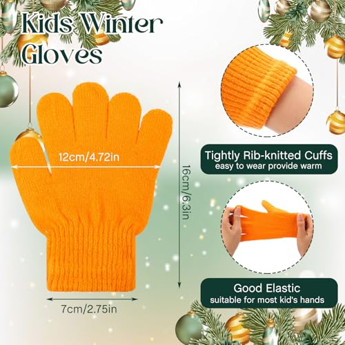 Image of Handepo 60Pcs Kids Winter Beanie and Gloves Bulk Knit Hats Gloves Warm Unisex Cold Weather Winter Gifts for Boy Girl Homeless