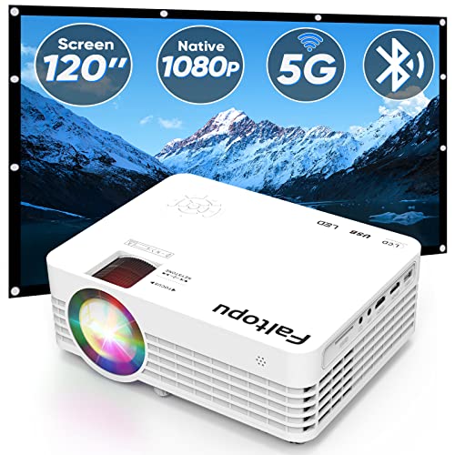 Image of Native 1080P Projector, Projector With WiFi and Bluetooth Projector, 5G 9500lumen Mini Movie Outdoor Projector Compatible with iOS /Android, TV Stick, HDMI, USB