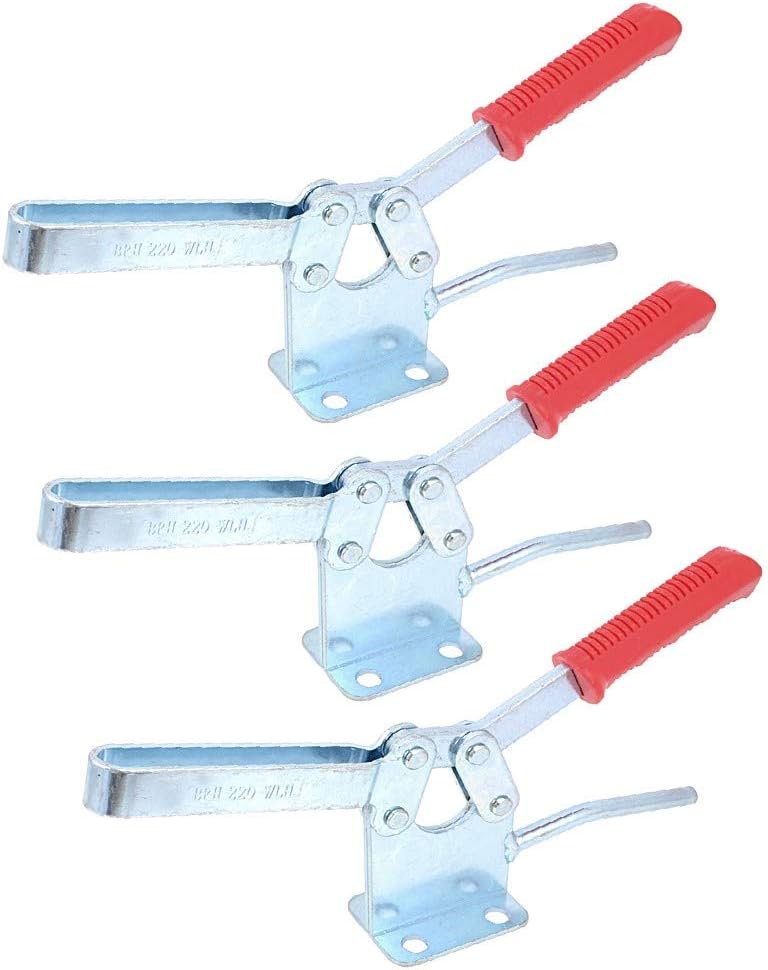 New Lon0167 3 Pcs Featured Hand Tool Flange reliable efficacy Base 400Kg 882Lb Holding Capacity Push Pull Type Toggle Clamp BRH 220WH(id:0e9 41 8e 57d)