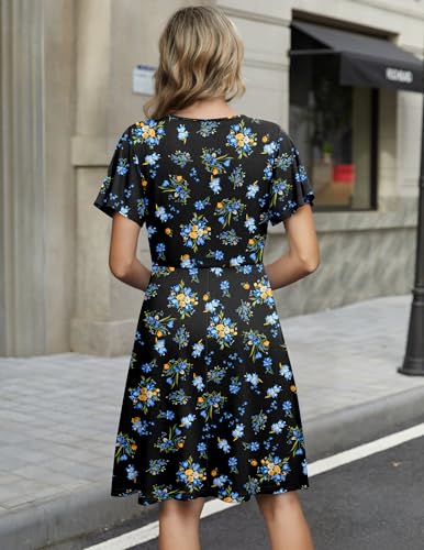 Image of Zeagoo Womens Summer Dresses Wrap V Neck Dress Floral A-Line Ruffle Sleeve Casual Sundress with Pockets 2026
