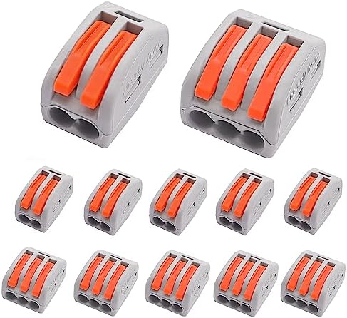 smseace 100Pcs Lever Wire Connectors .Conductor Compact Electrical Connectors 2/3 (50 Each) Quick Connect Compact Splicing Wires Connectors are Suitable for 28-12 AWG Wires Types