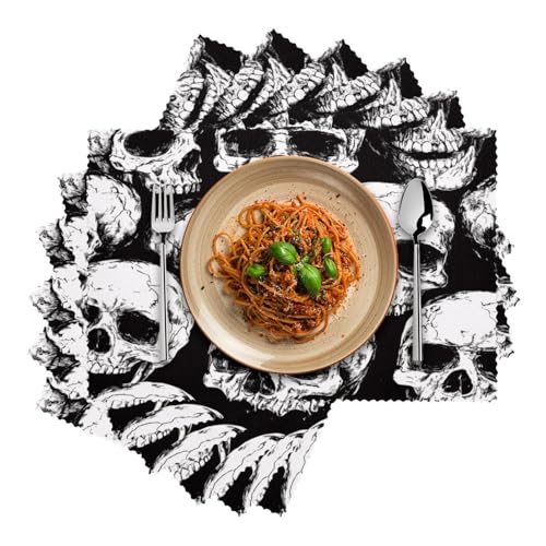 Sets de table salle à manger Dead Skulls lot de 6 pour repas grunge - 3