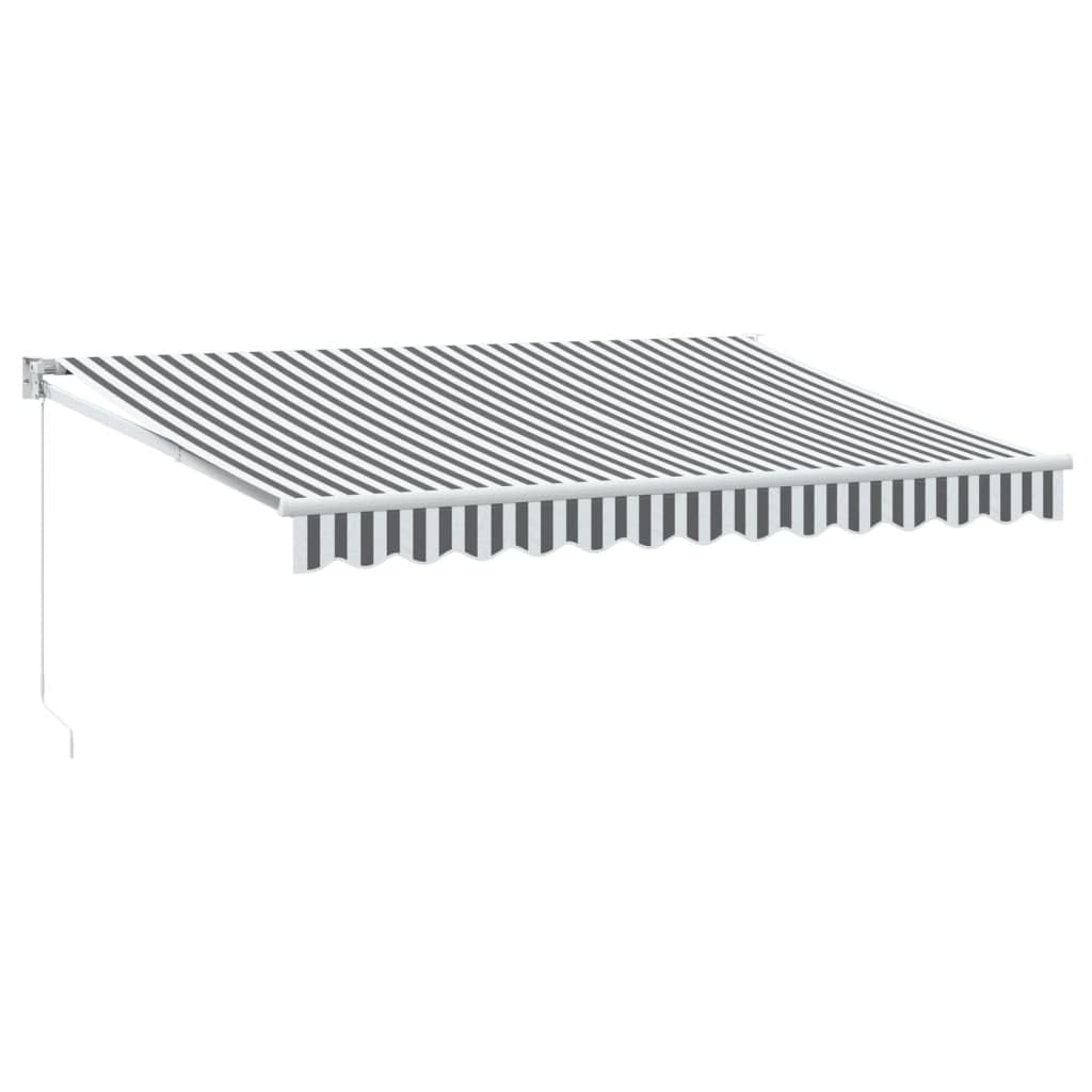 Toldo retráctil antracita y blanco, 3,5 x 2,5 m, toldo de aluminio articulado con soporte de pared, resistente a los rayos UV