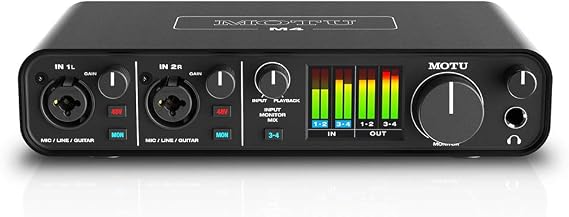واجهة صوت USB Motu M4 4x4 مع ميكروفون مكثف AKG Project Studio P220 ، وسماعات HPC-A30 Studio Monitor & amp؛ حزمة كابل XLR
