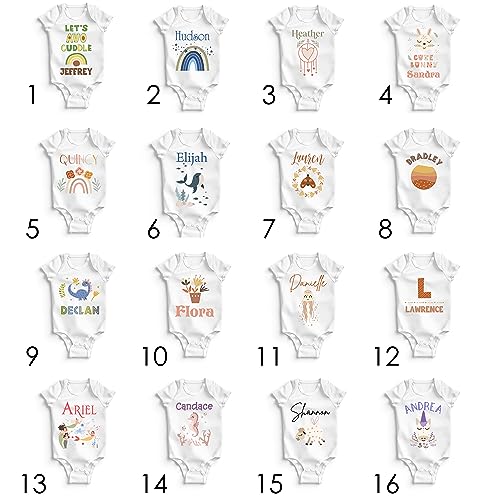 Personalized Baby Onesie Gift for Girl/Boy w/Name - Customized Babies Bodysuit/Clothes - Custom Infant White Romper Shower Christmas Gifts Newborn, 6M, 12M, 18M, 24M3