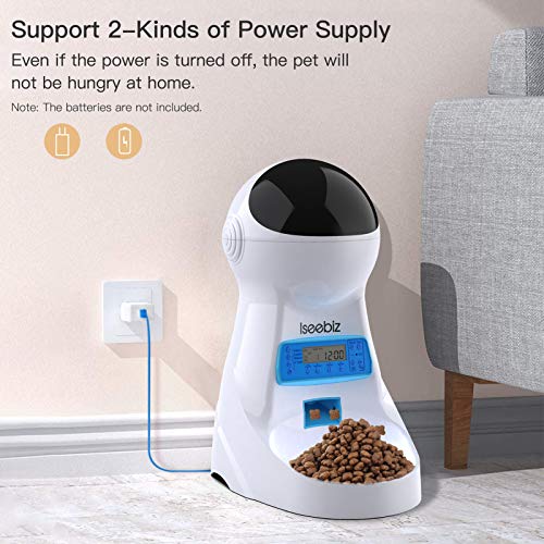 Iseebiz-Automatic-Pet-Feeder-Cat-Dog-Food-Dispenser-3-Liter-Hopper-with-Voice-Recorder-Timer-Programmable-Portion-Control-Food-Dispense-Remind-IR-Detect-4-Meals-a-Day-for-Medium-Small-Cats-Dogs