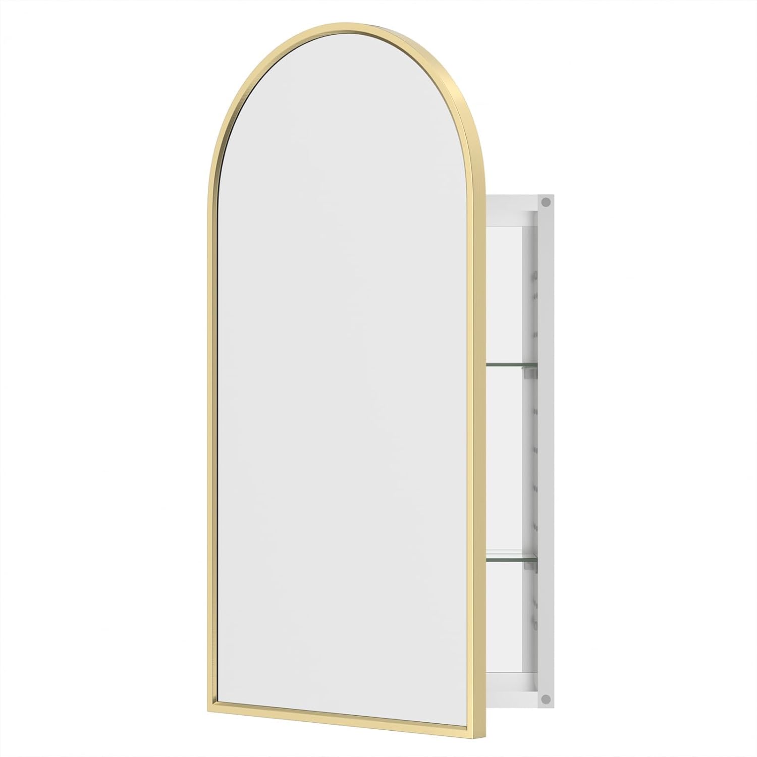 Botiquín de baño con espejo 17x34 pulgadas dorado
