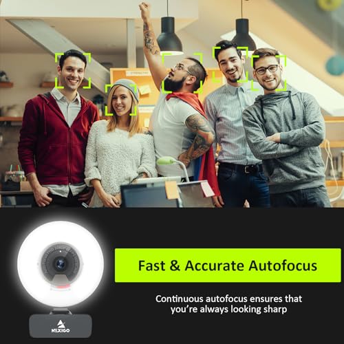 Image of NexiGo N960E 1080P 60FPS Webcam with Light, Software Included, Fast AutoFocus, Built-in Privacy Cover, USB Web Camera, Dual Stereo Microphone, for Zoom Meeting Skype Teams Twitch