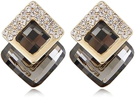 Shining Diva Fashion 18k Gold Plated Austrian Crystal Earrings for Women & Girls | Luxury Rhinestone Square Italian Designer Earrings | Latest Stylish Fancy Zircon Party Earring