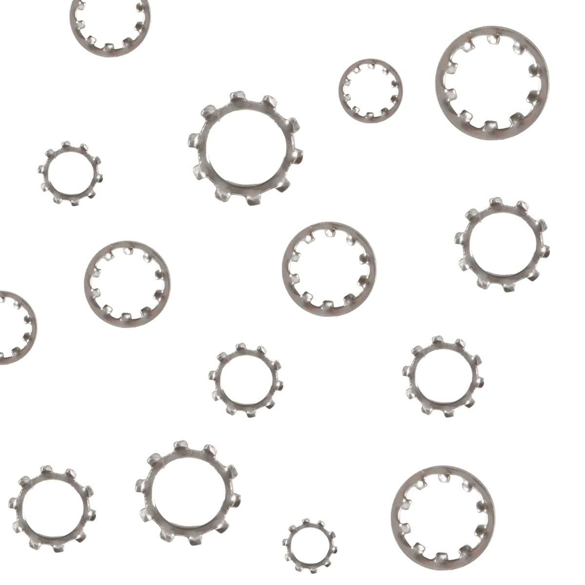 Beenlen 400-Piece External & Internal Tooth Star Lock Washer Assortment – 304 Stainless Steel, Sizes M2 To M12, In Plastic Storage Box