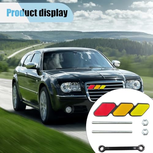 Image of Car Grille Decoration Badge - Tri-Color Grille Badge Emblem Front Grille Insert Trims - Car Truck Label Decoration Accessories Fit for Tacoma 4Runner Tundra Sequoia Rav4 Highlander (Red)