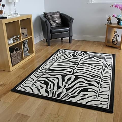 The Rug House Alfombra Safari Animal Estampado Raya Cebra Blanco y Negro Cover