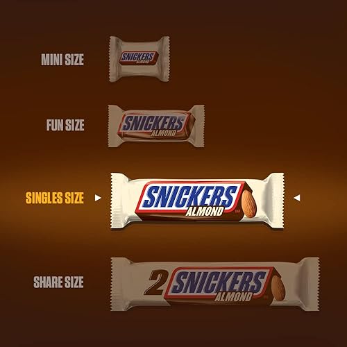 Miniatura 4 de SNICKERS Barras de chocolate con leche y almendras de caramelo, paquete a granel, barras de 1.76 onzas (paquete de 24)