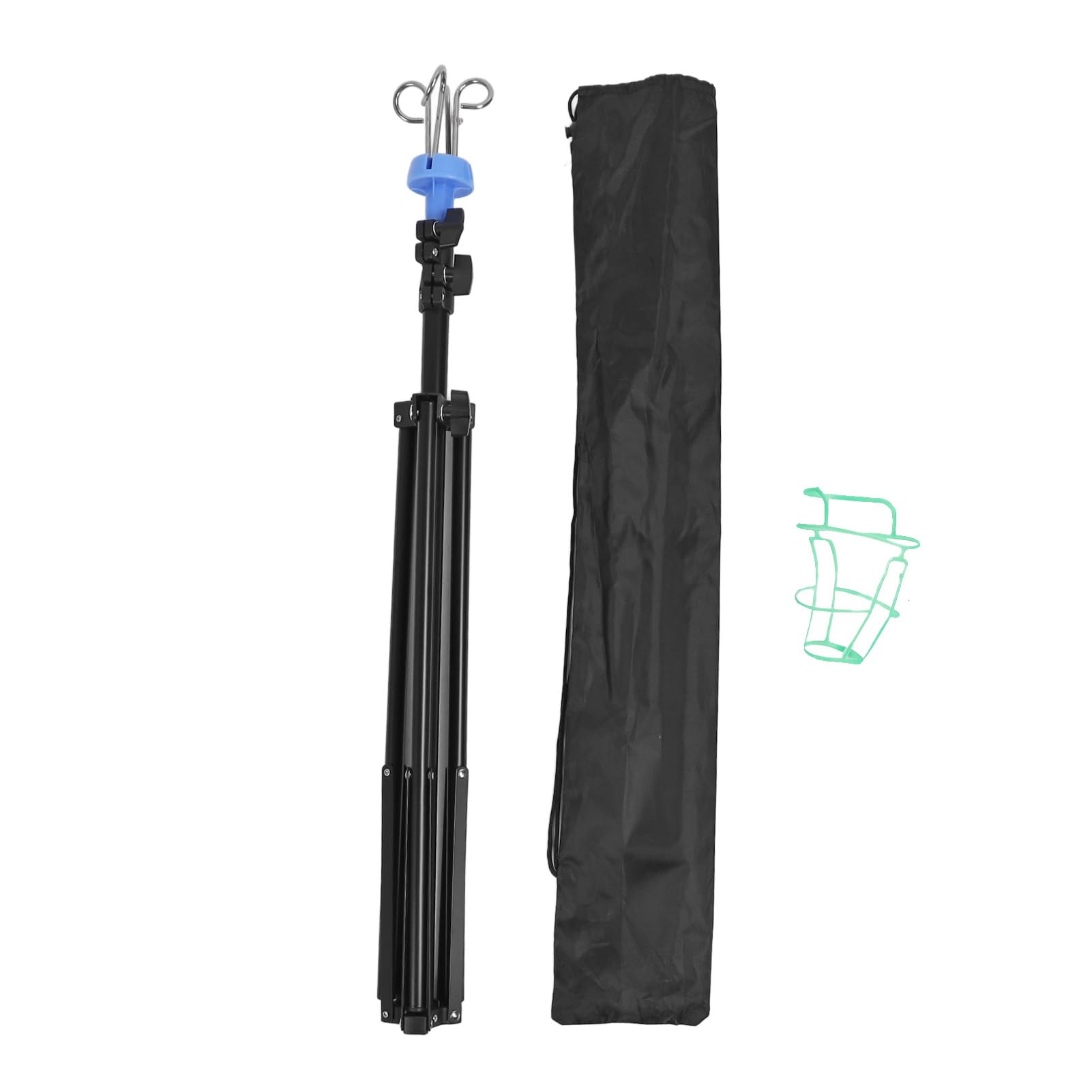 Supporto Per Asta Portaflebo Portatile Pieghevole Treppiede, Supporto Per Asta Portaflebo a 4 Ganci Supporto Per Asta Portatile in Acciaio Inossidabile Per Ospedale, Clinica (Nero)
