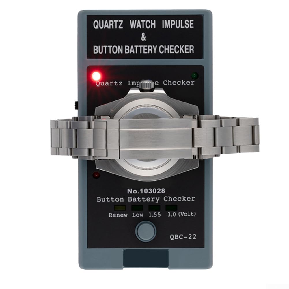 ReachMall Tester per orologio a doppio scopo QBC-22 Rilevatore di impulsi al quarzo e per misuratore di tensione della batteria per celle da 1,5 V 3 V strumento leggero