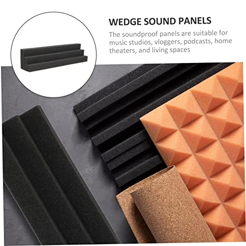 Paneles acústicos en cuña 4 piezas esponja para absorción de sonido negro miniatura 6