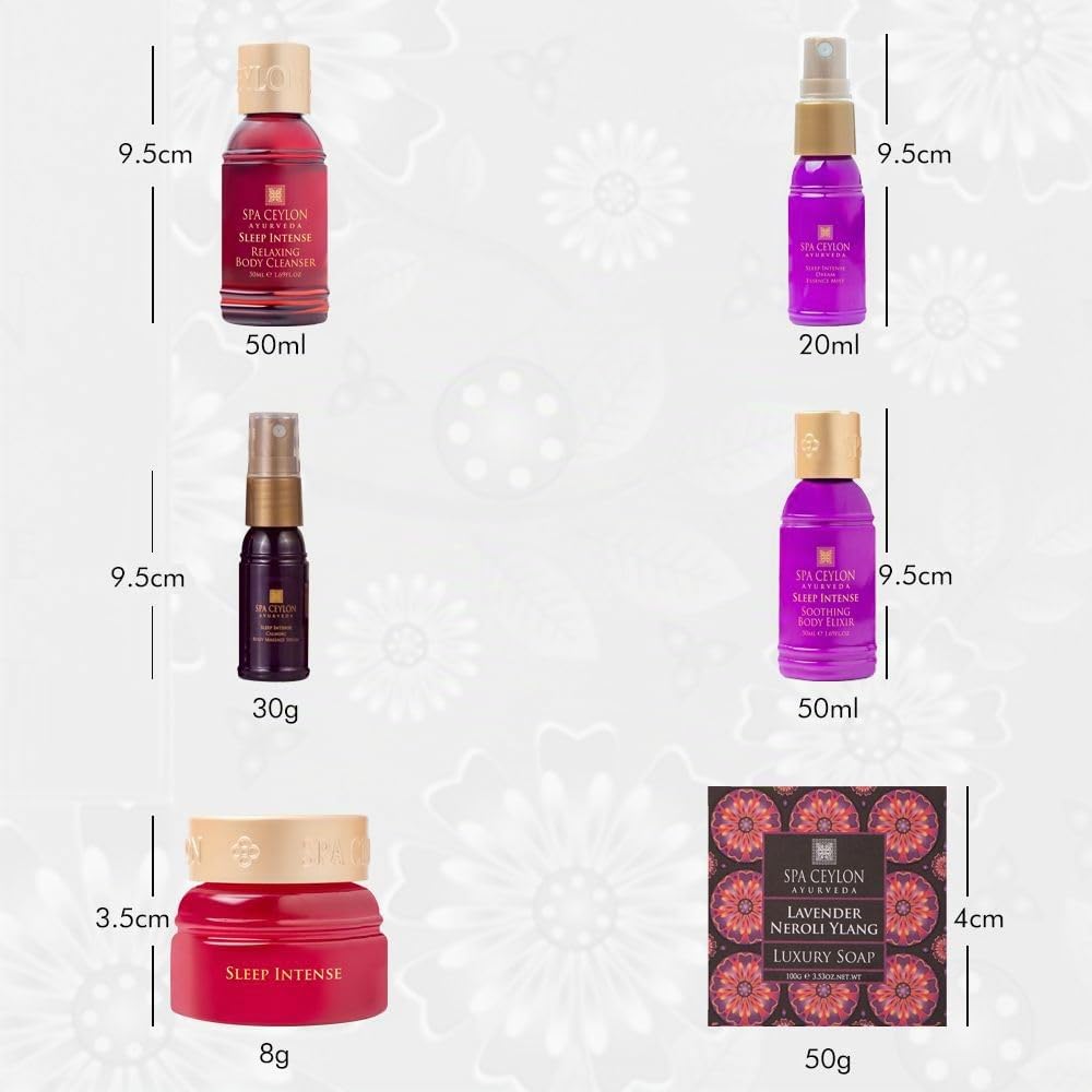 SPA CEYLON Sleep Intense Home Spa Set, ayurvedisches Geschenkset mit Lavendel, Ylang-Ylang und Patchouli, beruhigend und pflegend, für Entspannung und erholsame Abende