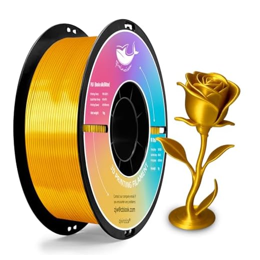 qixinziza Silk PLA Filament 1.75mm, Shiny Silky Surface 3D Printer Filament, Shiny Metallic-Like Finish, Dimensional Accuracy ±0.02mm, 1kg Spool (2.2lbs), Fits Most FDM 3D Printers (Silk Yellow Gold)