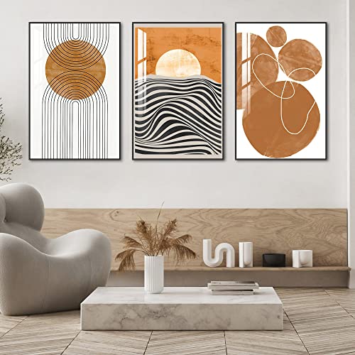 Wall Art Canvas Wall Art Framed Wall Art Simple Abstract Wall Art 16 "X 24" Black Frame 3 Piece Suite Suitable For Living Room Bedroom Bathroom Dining Room Kitchen Office Wall Decor Aesthetic Wall Art (Orange, 24 "X 32" X 3 Pieces) #TOP7