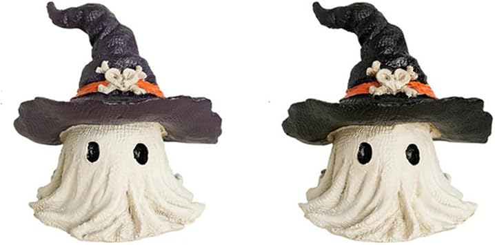 2 pcs Halloween Horror Hat Ornament,Decorative Statue with Hat,Cute Ghost Figures for Halloween Decorations
