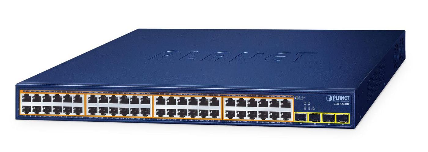 Planet Commutateur 48 Ports PoE + 4 Ports SFP Switch GSW-5240HP