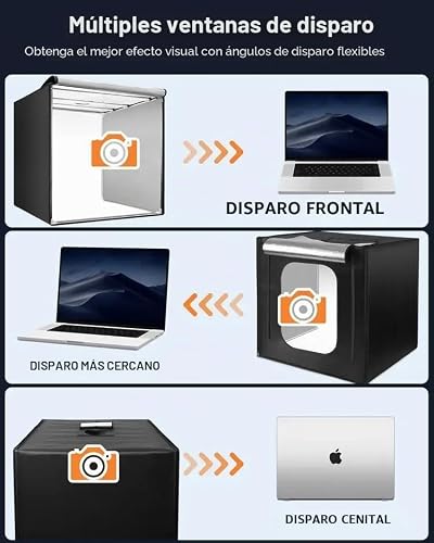 Miniatura 5 de Duclus Caja De Luz Fotográfica 80x80cm, Profesional Plegable Estudio Fotográfico Con 3 Paneles De Luz Led Ajustable Y 5600k Stepless Dimming, 6 Mate Pp Fondos Para Fotografía De Productos Fotobox