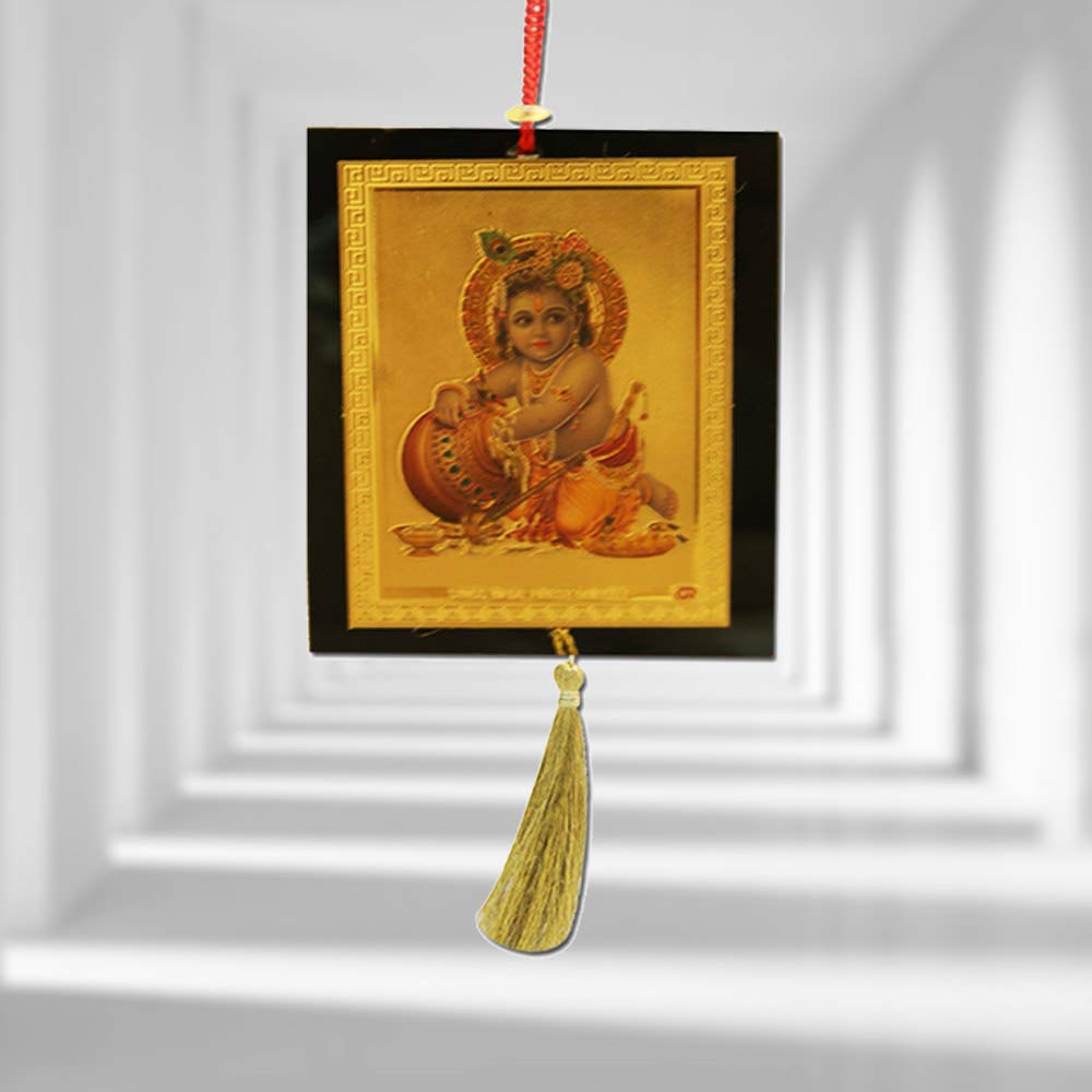 Divya Mantra Sri Little Makhanchor Krishna Talisman Gift Pendant Amulet for Car Rear View Mirror Decor Ornament Accessories/Good Luck Charm Protection Interior Wall Hanging Showpiece - Image 6 thumbnail