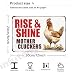 Vintage Chicken Decor Sign Rise And Shine Mother Cluckers for Home Chicken Coop Farm Fence Kitchen Bathroom Wall Decor 12x8 Inch