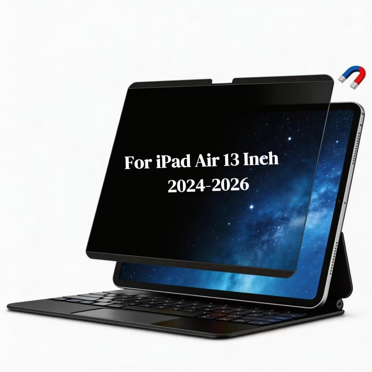 Magnetic Privacy Screen Protector for iPad Air 13 Inch (2024-2026, M2/M3/M4), Removable Blue Light High Sensitive Spy Private Filter Black Security Screen Bubble-Free