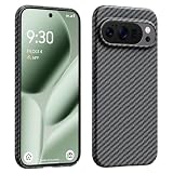 GRECAZO Google Pixel 10 Pro/Pixel 10 Phone Case 6.1'(2025),Ultra-Thin Soft Touch Skin Carbon Fiber Bump Texture,Slim Minimalist Lightweight Protective Matte Hard Cover-Black