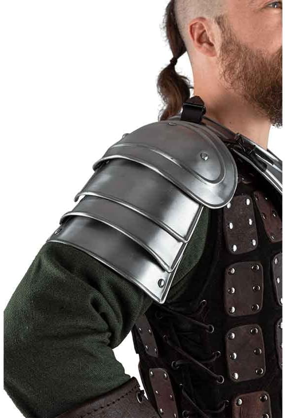 Steel Adam Spaulders Medieval Crusader Pauldron Armor Costume Fantasy LARP Armour Knight Shoulder Guard Halloween Reenactment Cosplay Party Silver