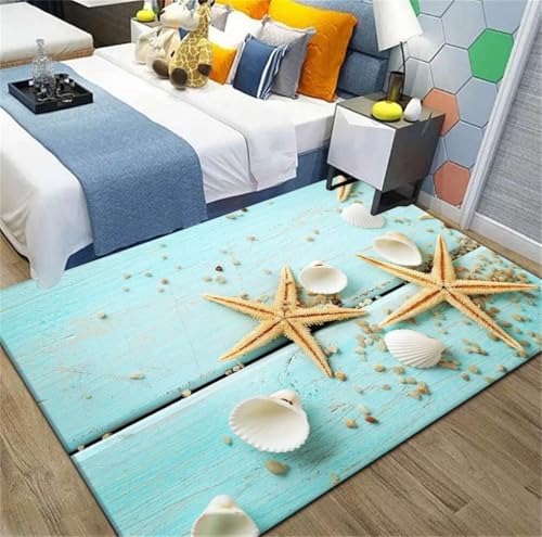 Tapis de sol bleu 3D la solution lavable pour salon et chambre