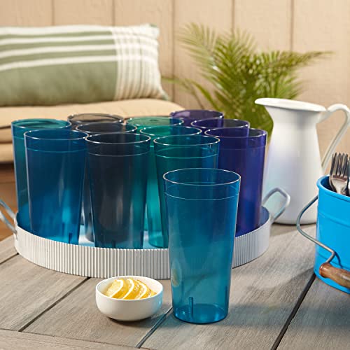 Us Acrylic Café 32 Ounce Plastic Restaurant Style Stackable Iced Tea Tumblers In 4 Coastal Colors, Value Set Of 12 Drinking Cups, Reusable, Bpa-Free, Made In The Usa, Top-Rack Dishwasher Safe #TOP2