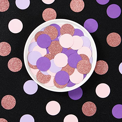Image of Rose-Gold Pink-Purple Party Decorations Confetti - 300pcs Baby Shower Decorations for Girl Women Birthday Table Scatter,Bachelorette Wedding Engagement Decor Lasting Surprise