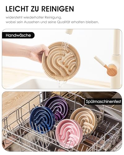 vancasso Hundenapf, 390ml Hundenapf aus Keramik, Anti Schling Napf Hund für Kleine Hunde Geeignet, Futternapf Hund Rutschfestem Design, Braun