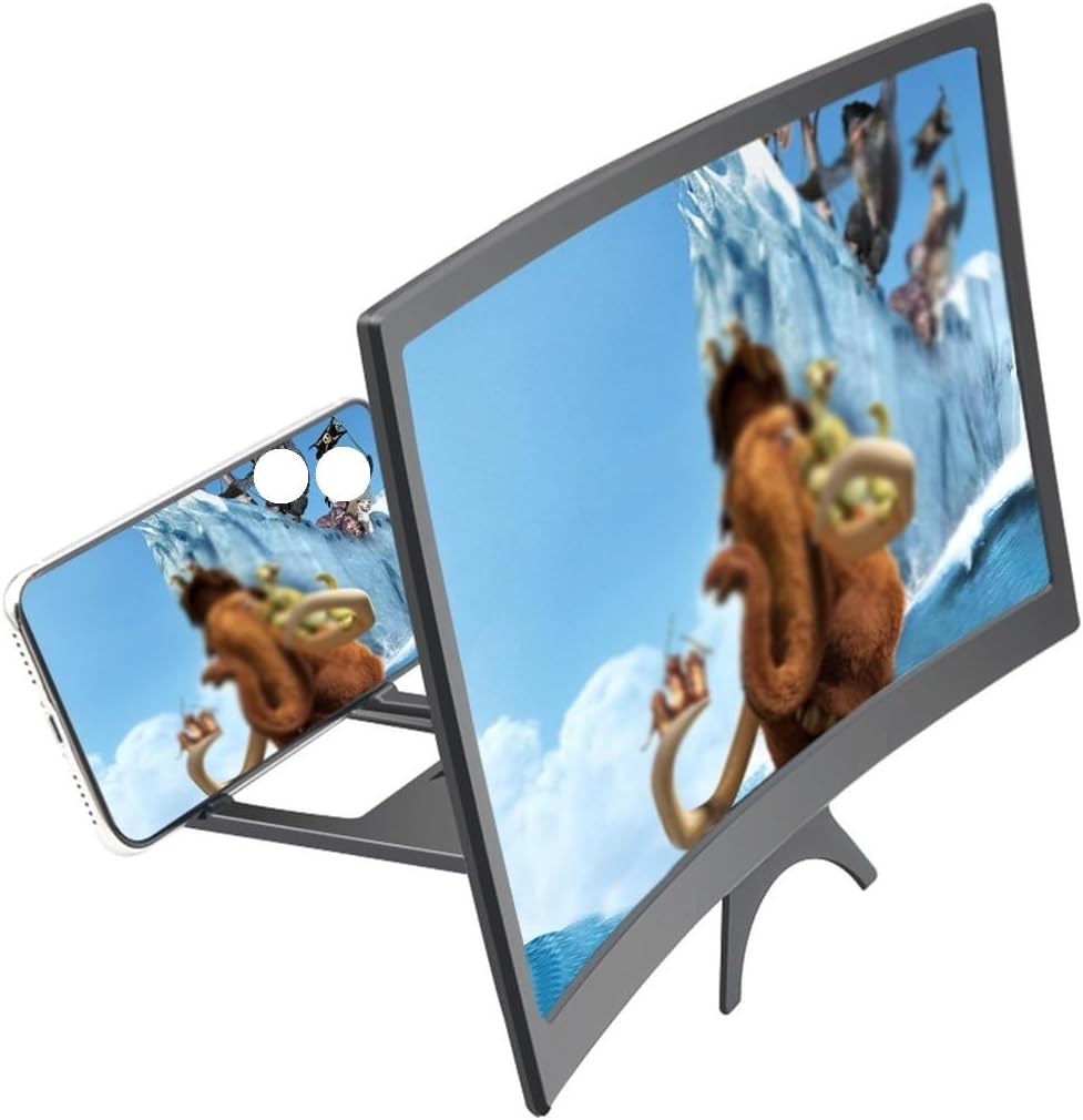 12 Inch Mobile Phone Curved Screen Amplifier 3D Video Magnifying Glass Stand Bracket Foldable Holder