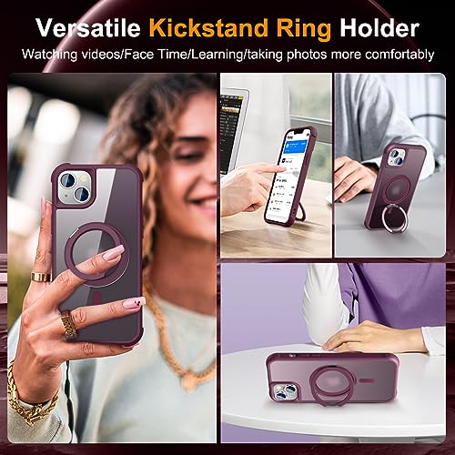Image of Compatible with iPhone 15 Case with Stand 6.1 inch,Wine Red