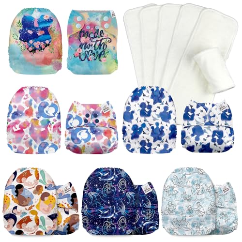 Mama Koala 1.0 Baby Cloth Diapers with 6 Inserts Bundle(160035), with 6pcs 5-Layer Bumboo (No Microfiber) Inserts