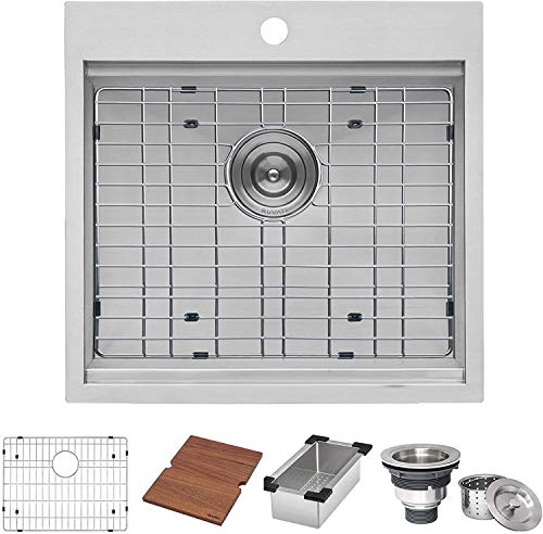 Ruvati 21 X 20 Inch Rv Workstation Drop-In Topmount Bar Prep Kitchen Sink 16 Gauge Stainless Steel - Rvh8221 #TOP1