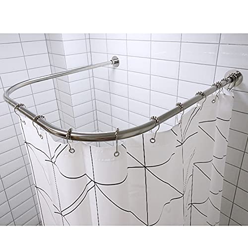 Tringle à rideau de douche incurvée en U extensible et sans perçage pour salle de bain