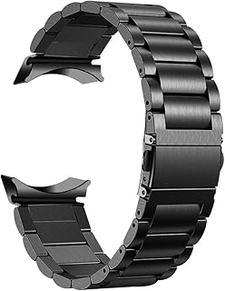 No Gap Metal Bands Compatible with Samsung Galaxy Watch 5 Band 40mm 44mm, Stainless Steel Wristbands Men Women for Galaxy Watch 5/Watch 5 Pro (Black)