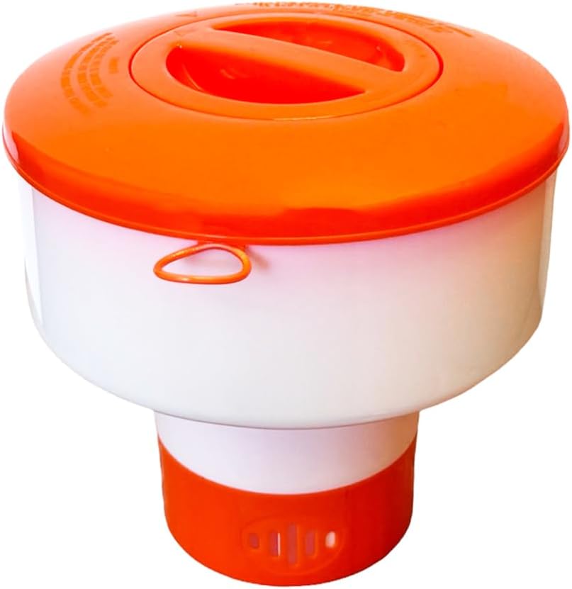 WWD Pool Chlorine Floater Dispenser Larger Capacity Adjustable Fits 1-3" Tabs Bromine Holder Chlorine Floater(Orange Foldable)