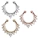 Achieer Nose Ring Septum Piercing Jewelry, Cubic Zircon Fake Septum Nose Ring for Women Non Piercing Clip On Body Piercing Jewelry (Three Colors)