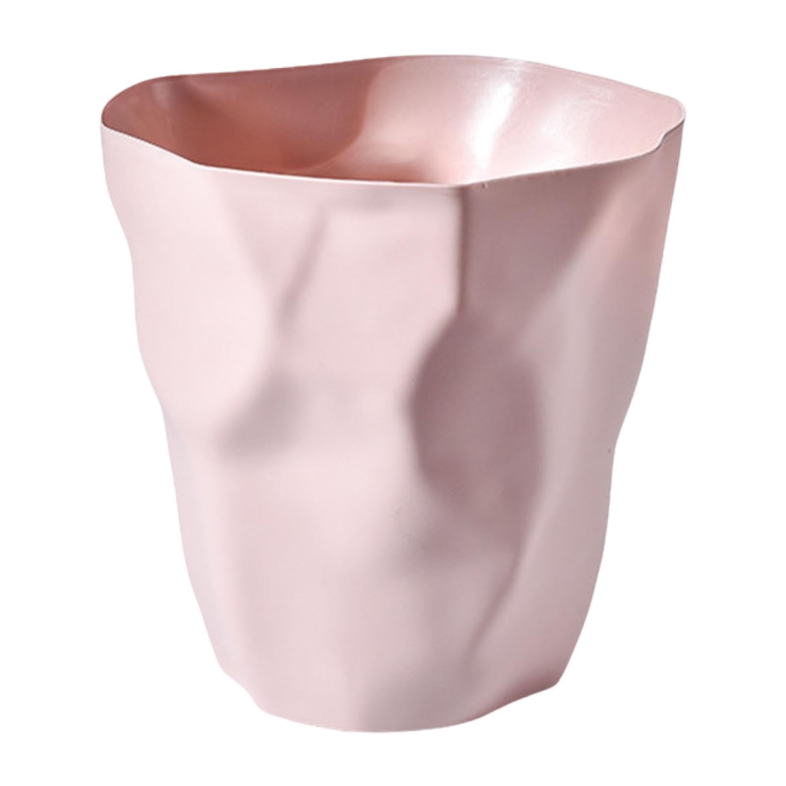 MYADDICTION Trash Bin Without Lid Home Decor Waste Bin for Living Room Craft Room Office Pink-image-0