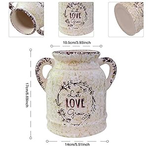 Farmhouse vase ceramic jug shabby chic flower vase french buckets with ceramic country handle jug vase porcelain pitcher primitive jug vintage rustic container parties festivals decor gifts  urban country home decor