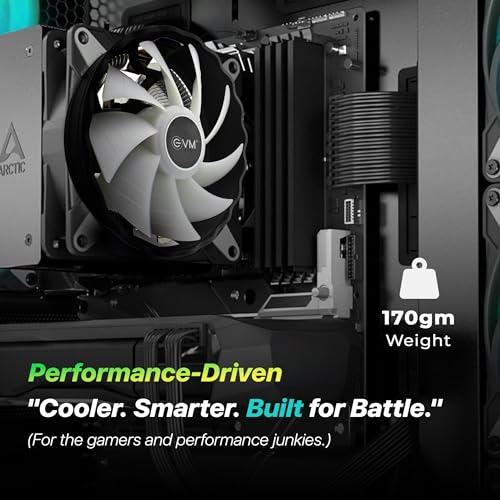 Image of EVM EnAero CPU Cooler Fan | 120mm | 1500 RPM | LED Light | Hydraulic Bearing | 3-Pin Connector | Silent Performance | Efficient Cooling | Universal Intel & AMD Compatibility | 1 Yr Warranty (ECF-504)