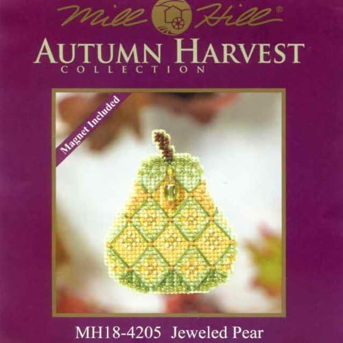 Jeweled Pear Beaded Counted Cross Stitch Ornament Kit MH184205 Mill Hill 2014 Autumn Harvest