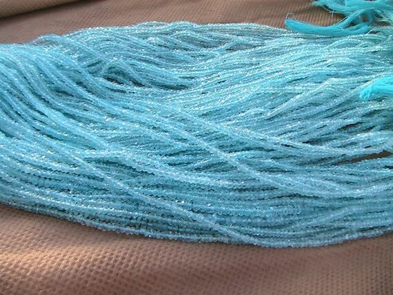 Aquamarine perles haut de gamme en rondelle micro facettée de 3.5mm