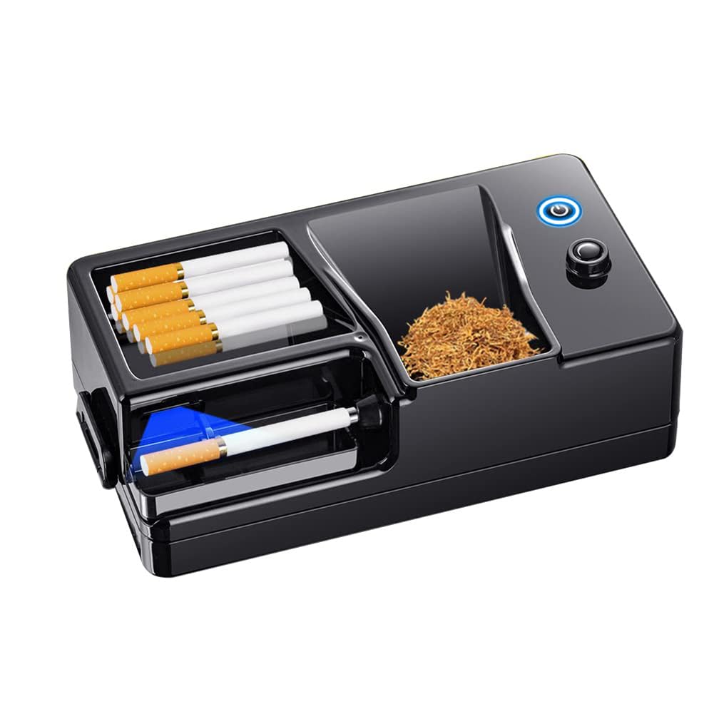 ASSYA Rechargeable Electric Cigarette Rolling Machine, Infrared Induction Portable Cigarette Filling Machine, for Men,Black,8mm